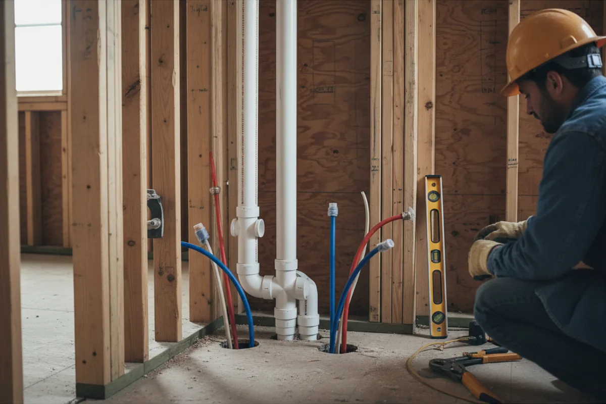 Drain and supply rough-in during Leak Detection in Notasulga